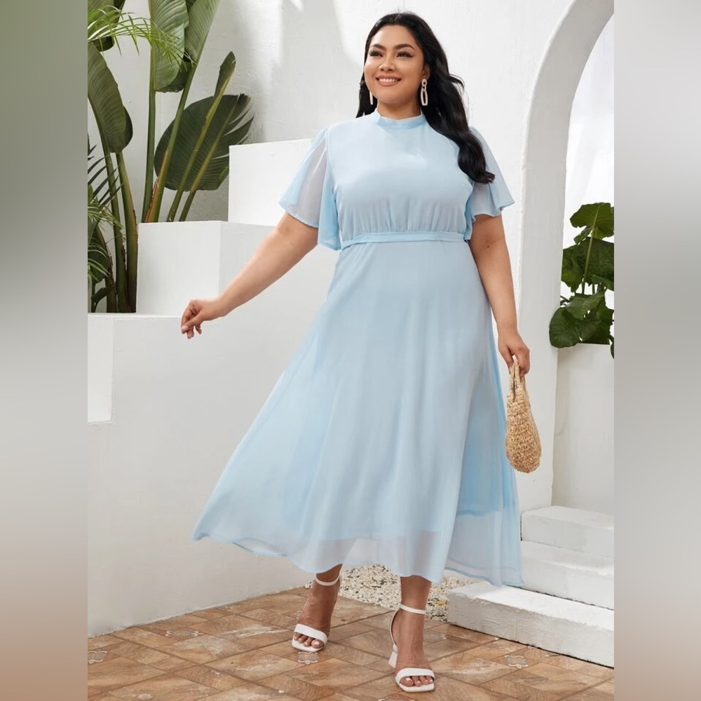 Shein Curve Flowy Blue Dress